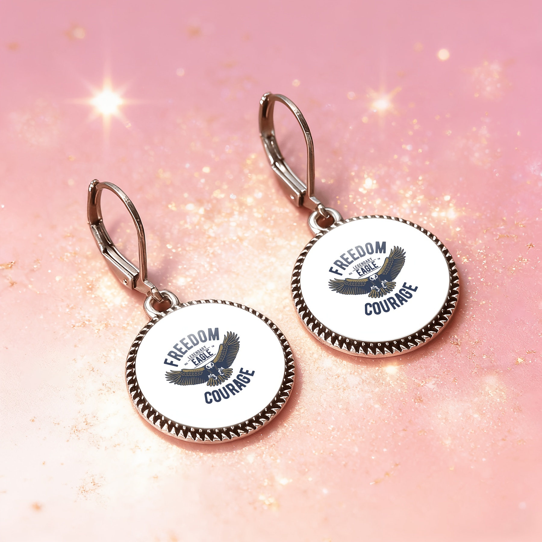 3pc Round Emblem Necklace & Earrings Set for Women